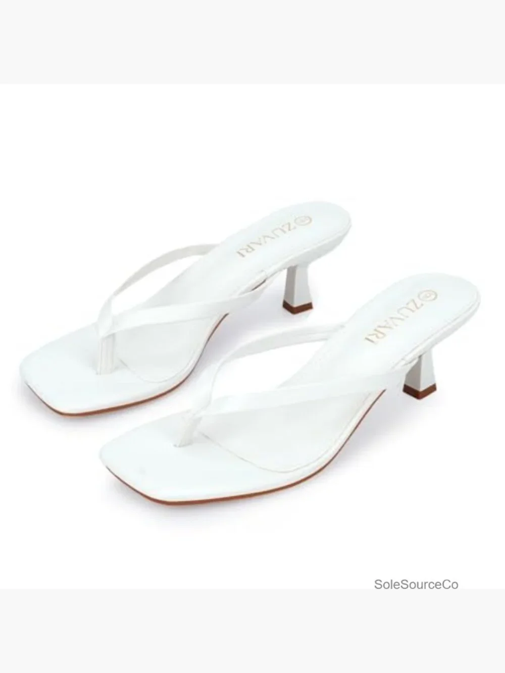 Square Toe Kitten Heel Sandals, Thong Flip Flop Heels 2.16 Inch